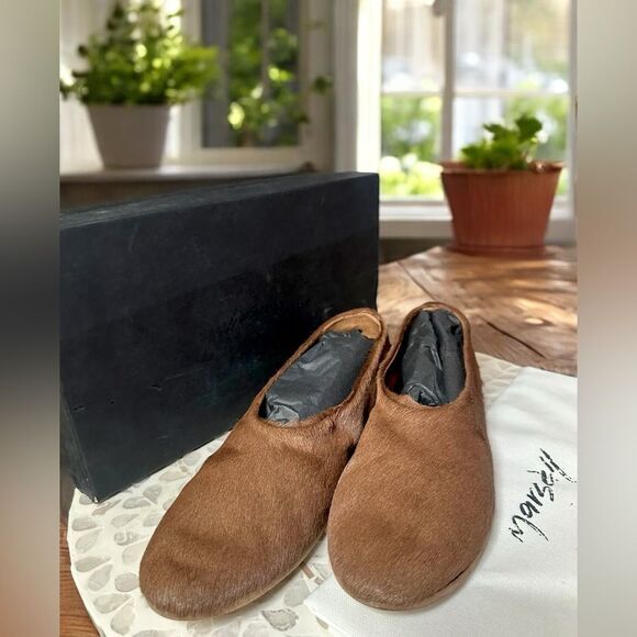 MARSELL Italy $1098 Limited Coltellaccio Ballerina Flats Pony Fur Hide Noce 39 - Picture 4 of 16